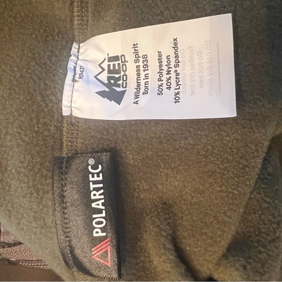 REI Co-Op Hoodie Men Large Olive Green Full Zip Outdoor Hiking Camping Pockets - Picture 5 of 6